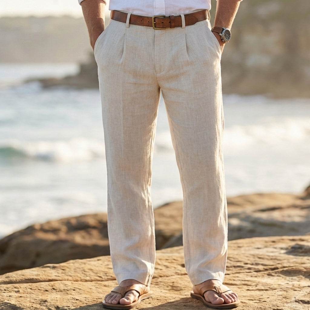 Dario – Pleated Linen Blend Pants | Relaxed Warm Weather Fit