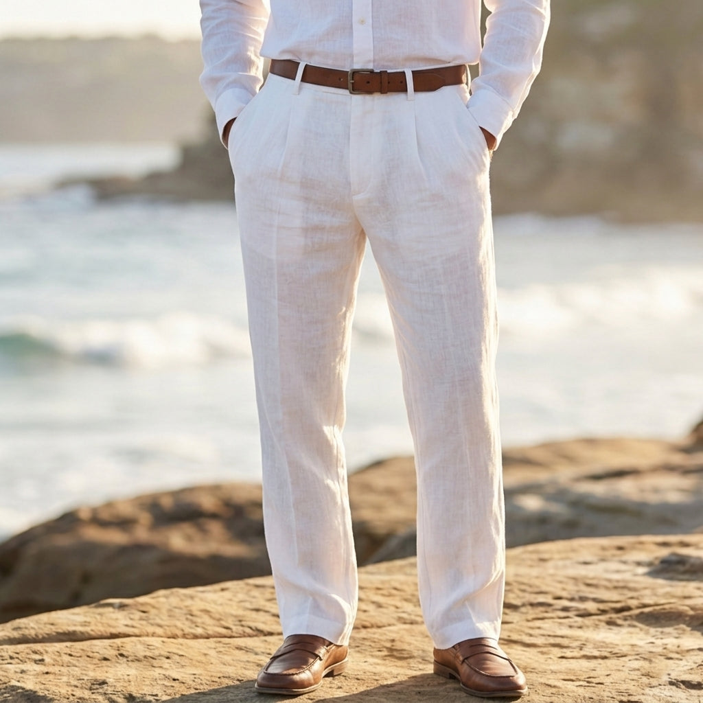 Dario – Pleated Linen Blend Pants | Relaxed Warm Weather Fit