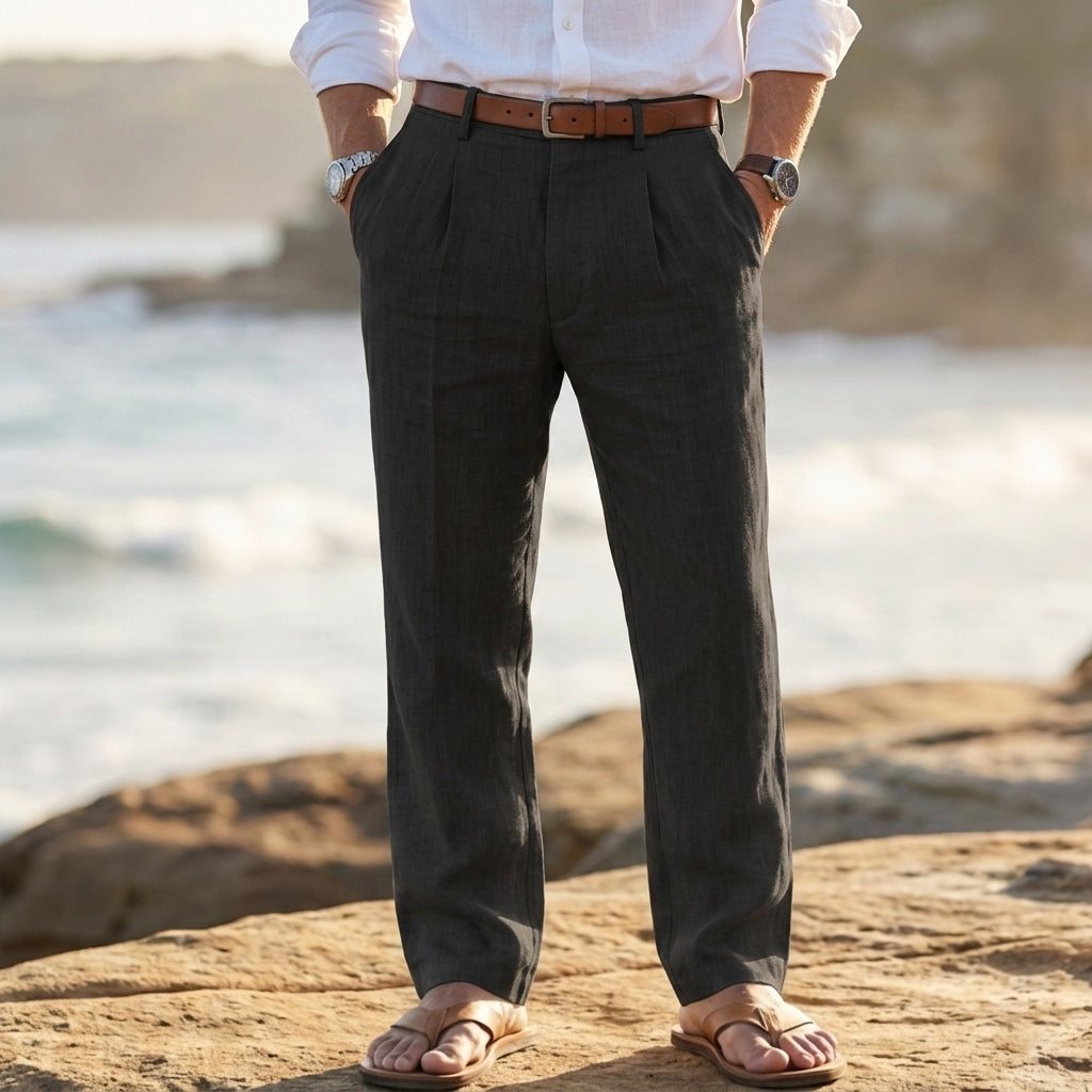 Dario – Pleated Linen Blend Pants | Relaxed Warm Weather Fit