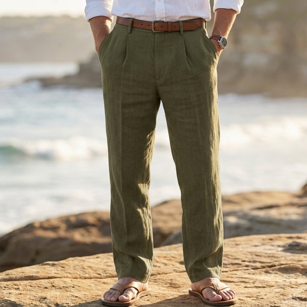 Dario – Pleated Linen Blend Pants | Relaxed Warm Weather Fit