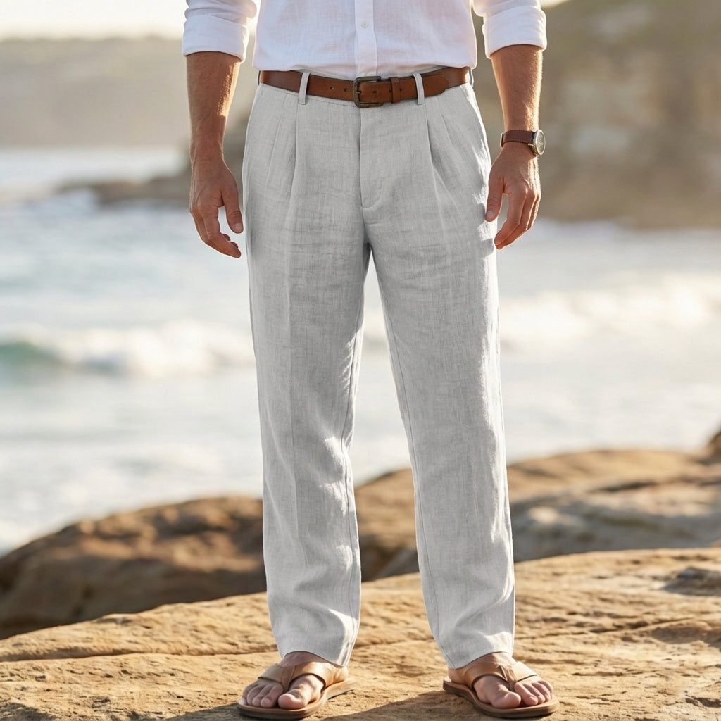 Dario – Pleated Linen Blend Pants | Relaxed Warm Weather Fit