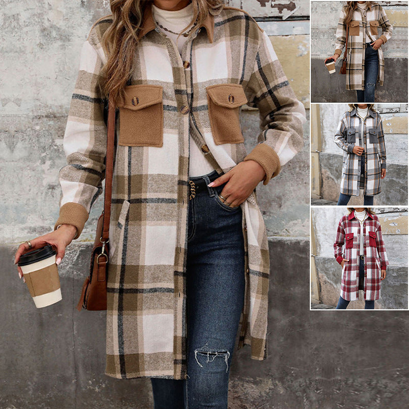 Harper – Plaid Long Coat | Women's Longline Winter Coat For Timeless Style Neriona