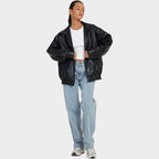 Raven – Oversized Leather Bomber Jacket | Relaxed Zip-Up Layer