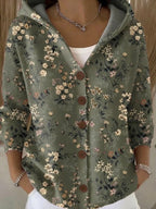 Elara – Hooded Button Cardigan | Cozy Knit Sweater For Everyday Comfort Sweater Neriona Dark Green