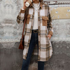Harper – Plaid Long Coat | Women's Longline Winter Coat For Timeless Style Neriona Coffee