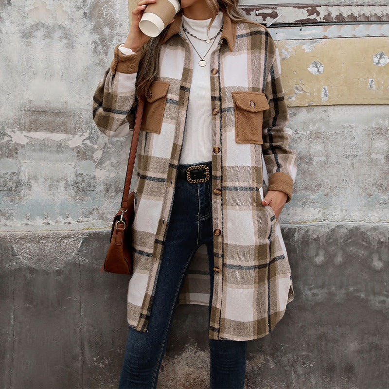 Harper – Plaid Long Coat | Women's Longline Winter Coat For Timeless Style Neriona Coffee