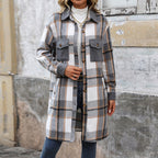 Harper – Plaid Long Coat | Women's Longline Winter Coat For Timeless Style Neriona Grey