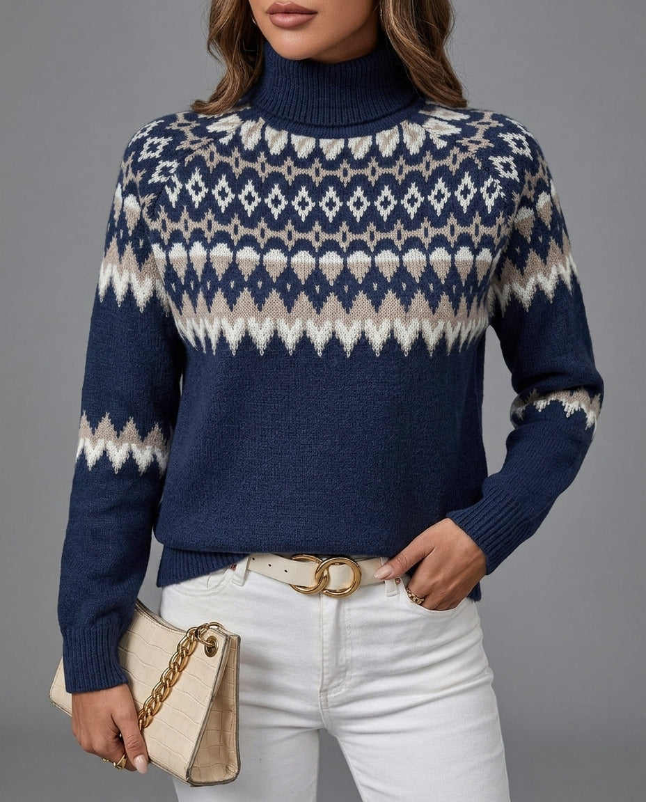 Adeline – Fair Isle Turtleneck Sweater - Cole & May