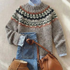 Women's Nordic Fair Isle Sweater | Crew Neck Yoke Pullover