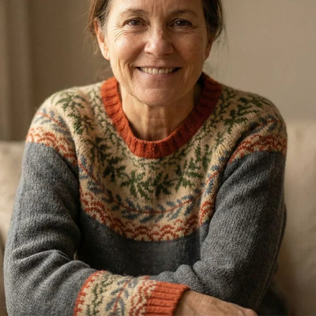 Women's Nordic Fair Isle Sweater | Crew Neck Yoke Pullover